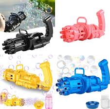 Bubble Gatling Gun Gatling Bubble Machine Toys for Kids 8-Hole Gift for Boys and